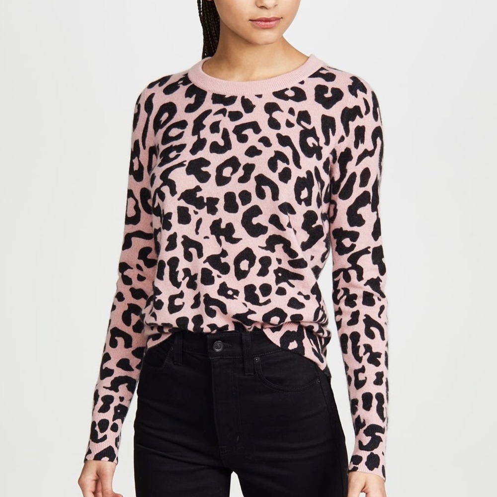 NWT White + Warren Cashmere Sweater Leopard - Picture 5 of 16